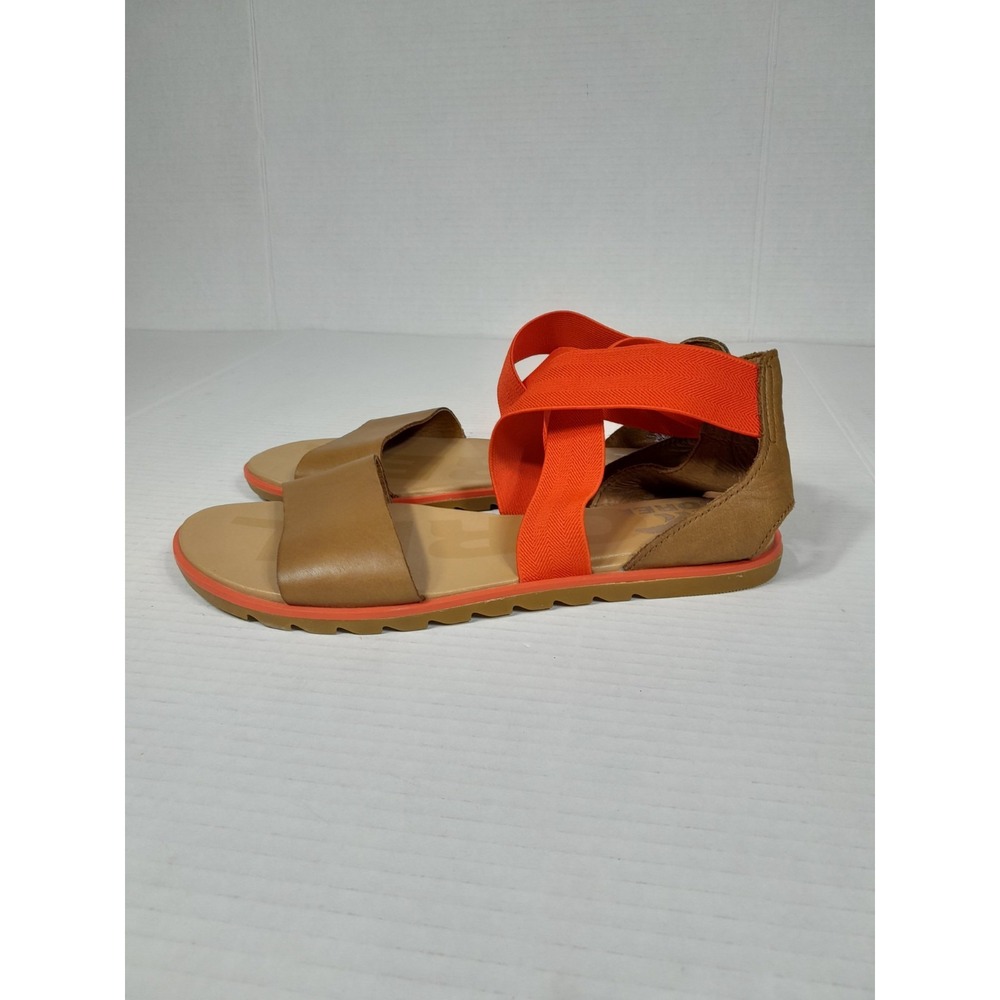 SOREL ELLA II FLAT Summer SANDAL   WOMEN Sz 7.5 / Orange  Tan - Picture 8 of 14